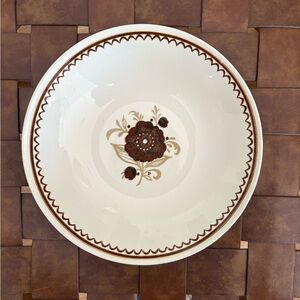 Royal China USA Vintage Cavalier Ironstone Nutmeg Brown Floral serving bowl
